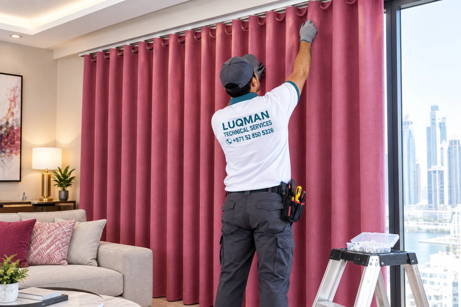 wave curtain fitting Dubai